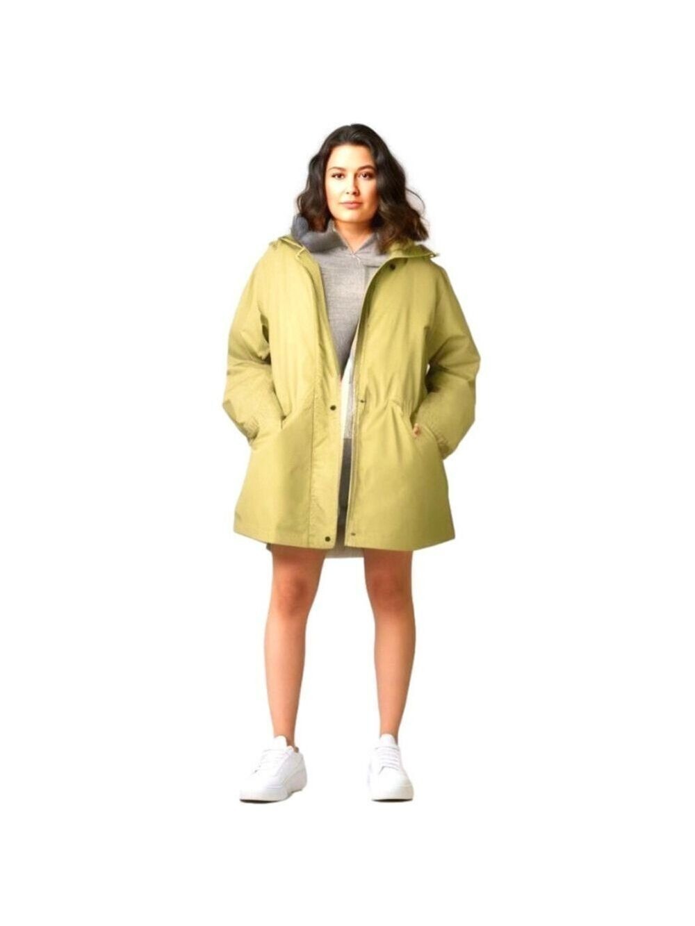 Butter Yellow Spring Jacket Anorak Coat with Hood & Madras Plaid Lining 17/18